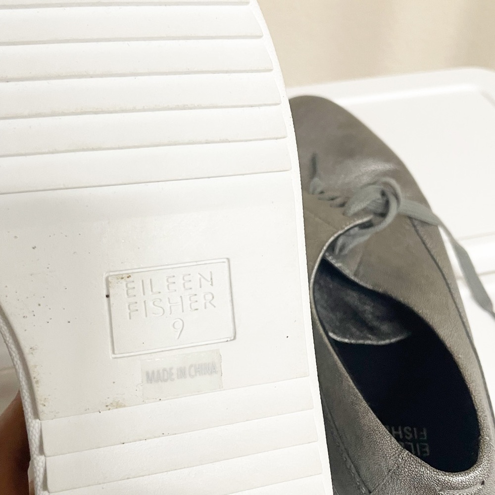 Eileen Fisher Silver Prop Metallic Leather Sneaker - Picture 5 of 6